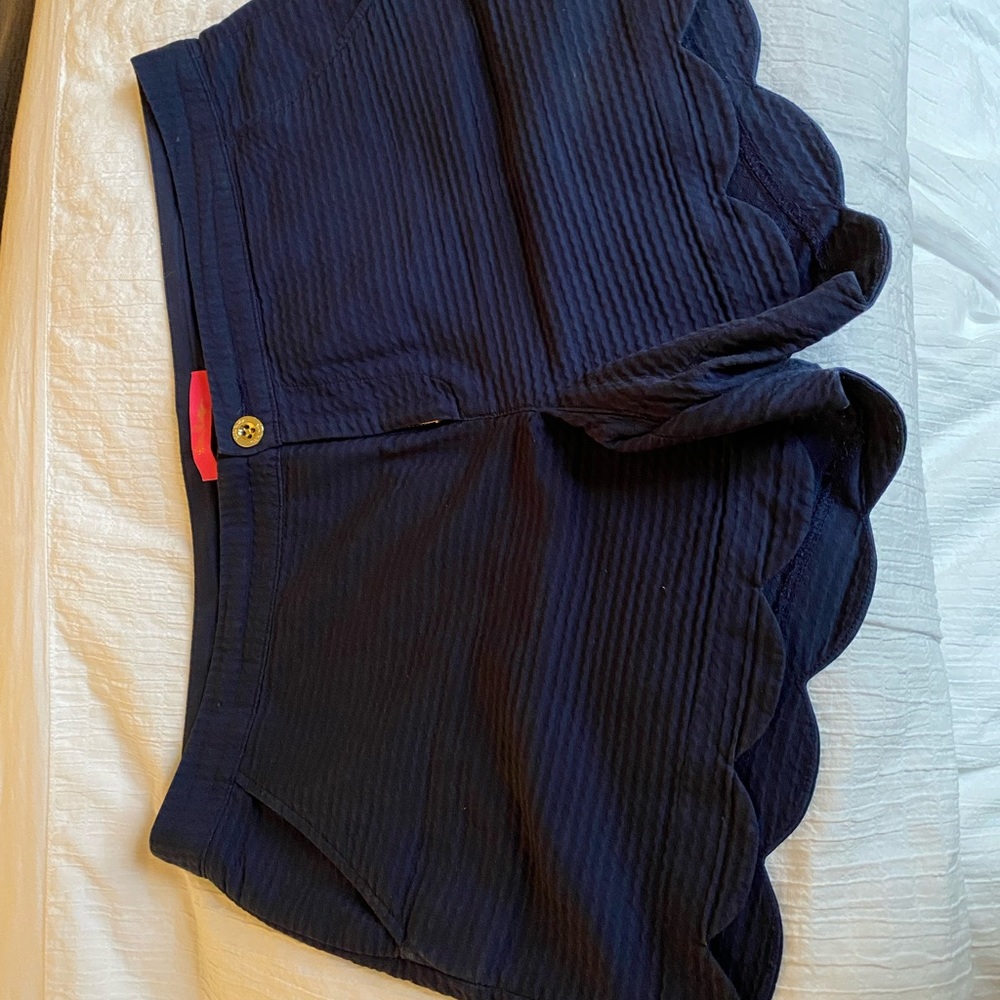 Lilly Pulitzer navy shorts with scalloped edges